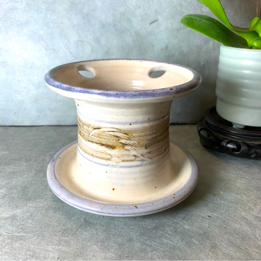 Studio Pottery Stoneware Toothbrush Holder Signed